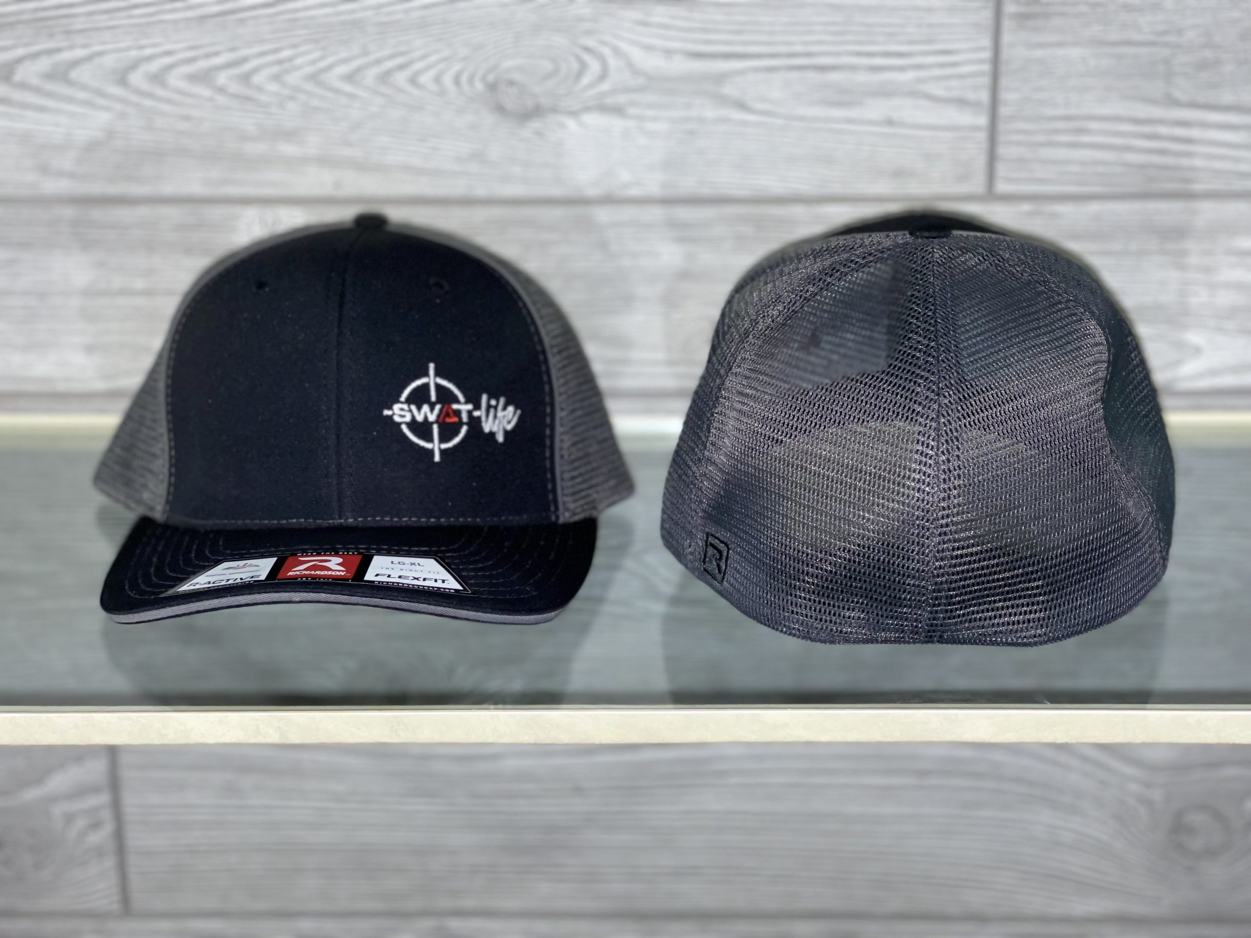 Richardson Black/Charcoal Swat Life Brand | Cap Flexfit Fitted in Mesh